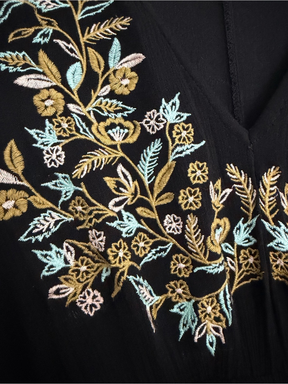 Lulus Embroidered Black Boho Mini Dress Coverup L Stretch